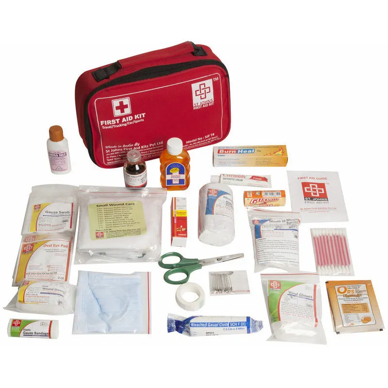 Travel First Aid Kit Large - Nylon Pouch -77 Components - SJF T4 - St Johns First Aid Kit