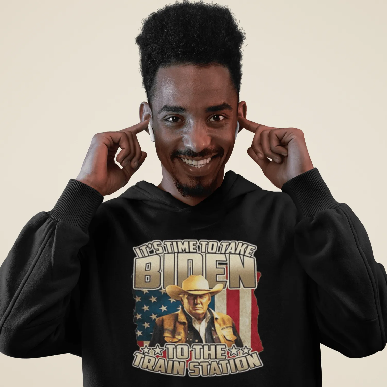 Trump Hoodie Time To Take Biden To The Train Station Midweight Blended Cotton Unisex Pullover