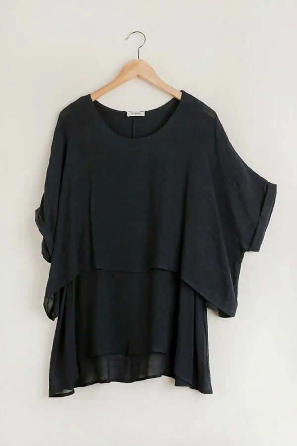 Umgee Lightweight Layered Tunic in Black