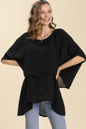 Umgee Lightweight Layered Tunic in Black