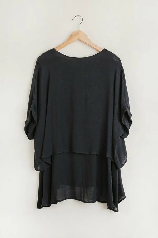 Umgee Lightweight Layered Tunic in Black