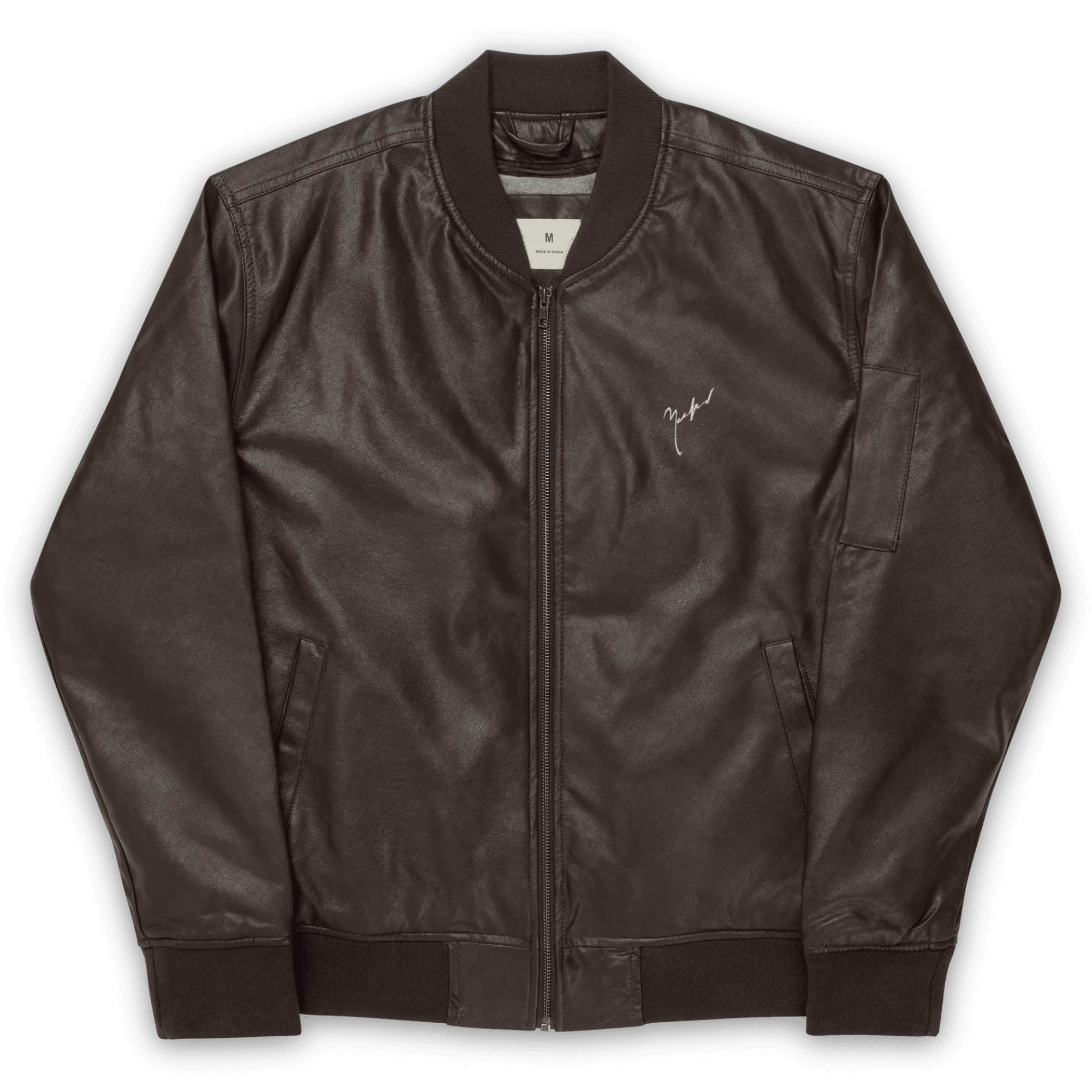 Unisex 'Signature' Leather Bomber Jacket