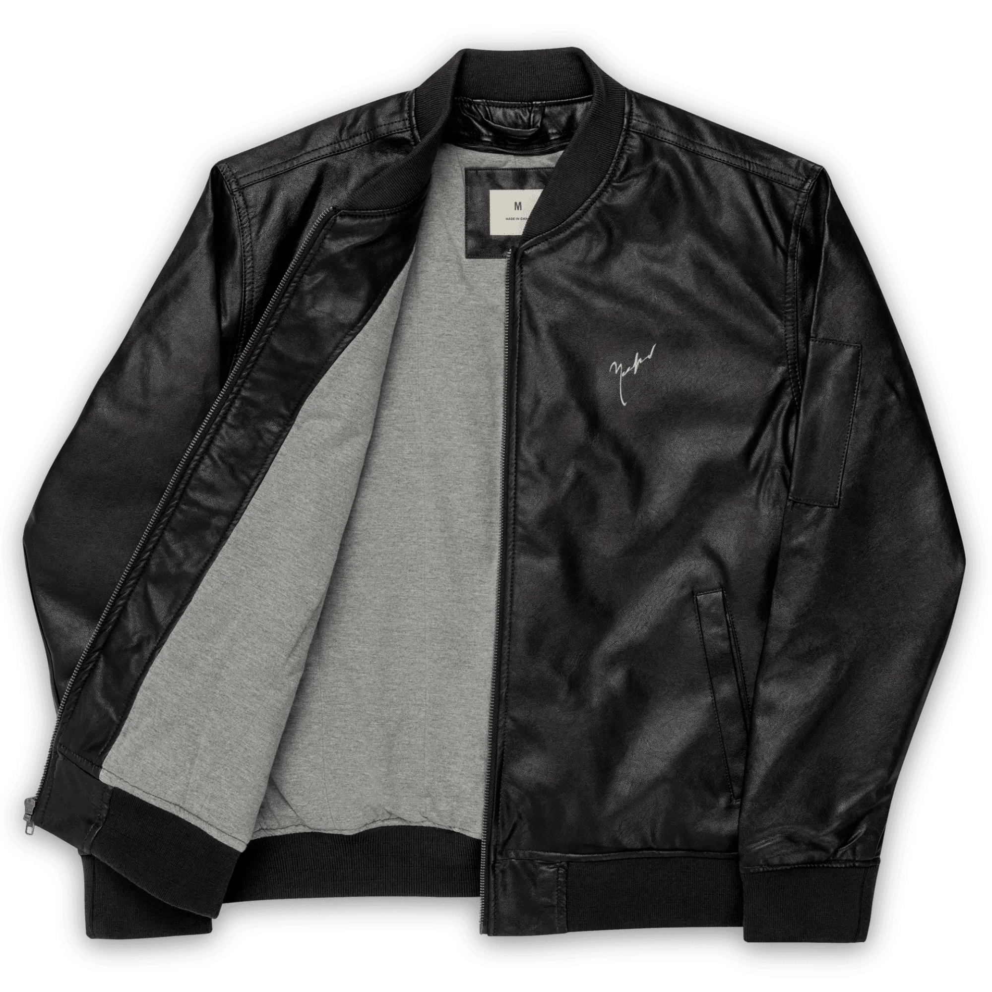 Unisex 'Signature' Leather Bomber Jacket