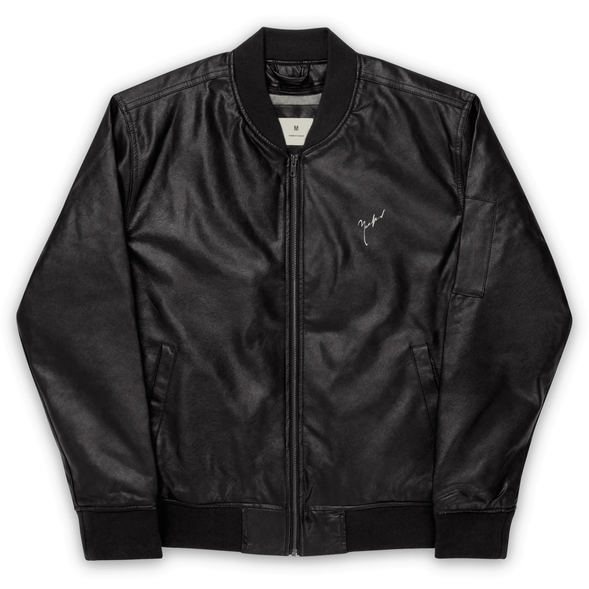 Unisex 'Signature' Leather Bomber Jacket