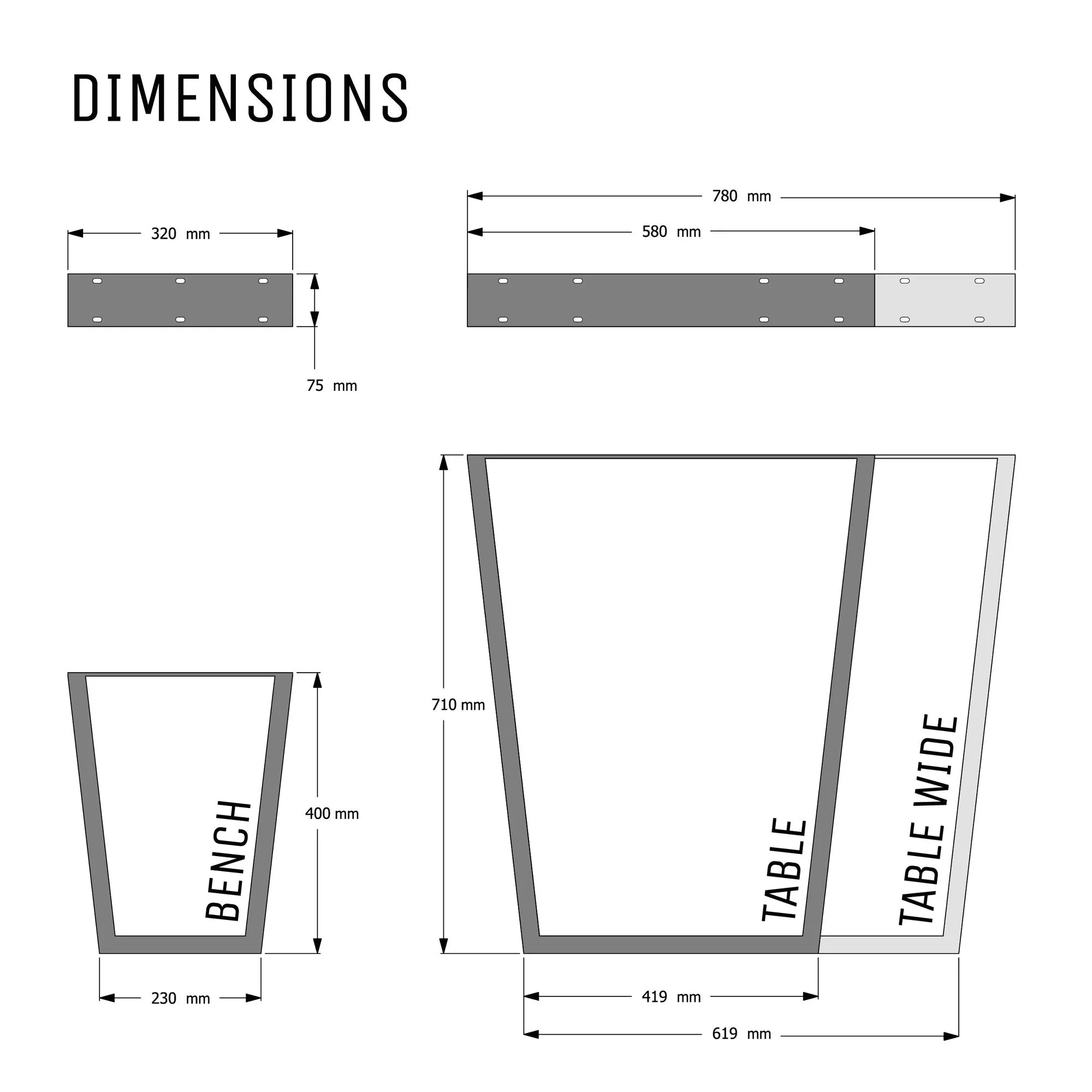 V-Frame Industrial Legs