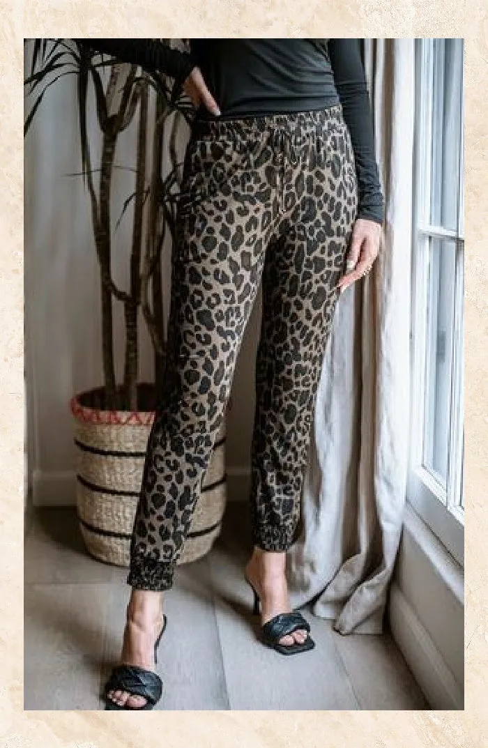 Veronica M. Muted Animal Print Jogger Pant