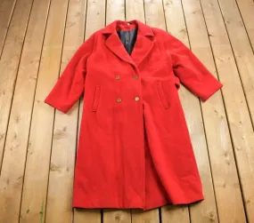 Vintage 1980s 100% Red Wool Overcoat