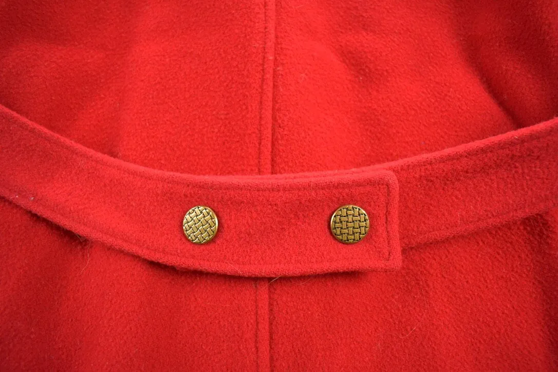 Vintage 1980s 100% Red Wool Overcoat