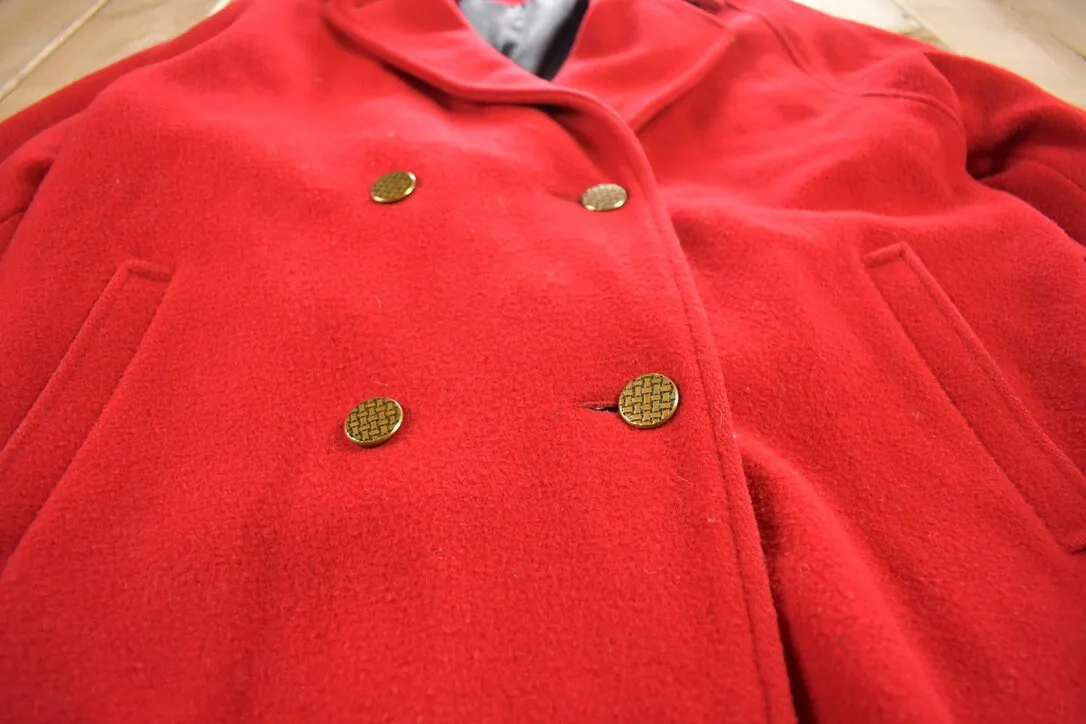 Vintage 1980s 100% Red Wool Overcoat