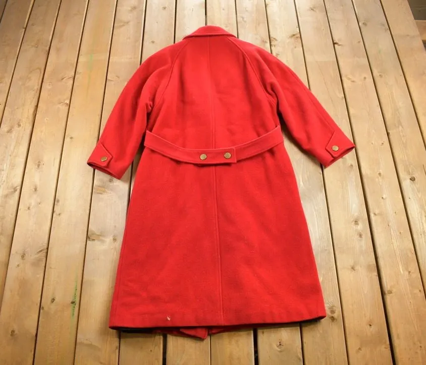 Vintage 1980s 100% Red Wool Overcoat