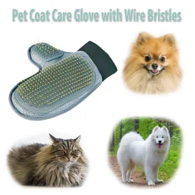 Wire Bristle Pet Coat Care Glove - Gentle Grooming for Healthy Fur