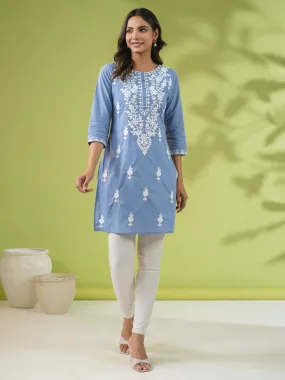 Women Blue Cambric Tunic