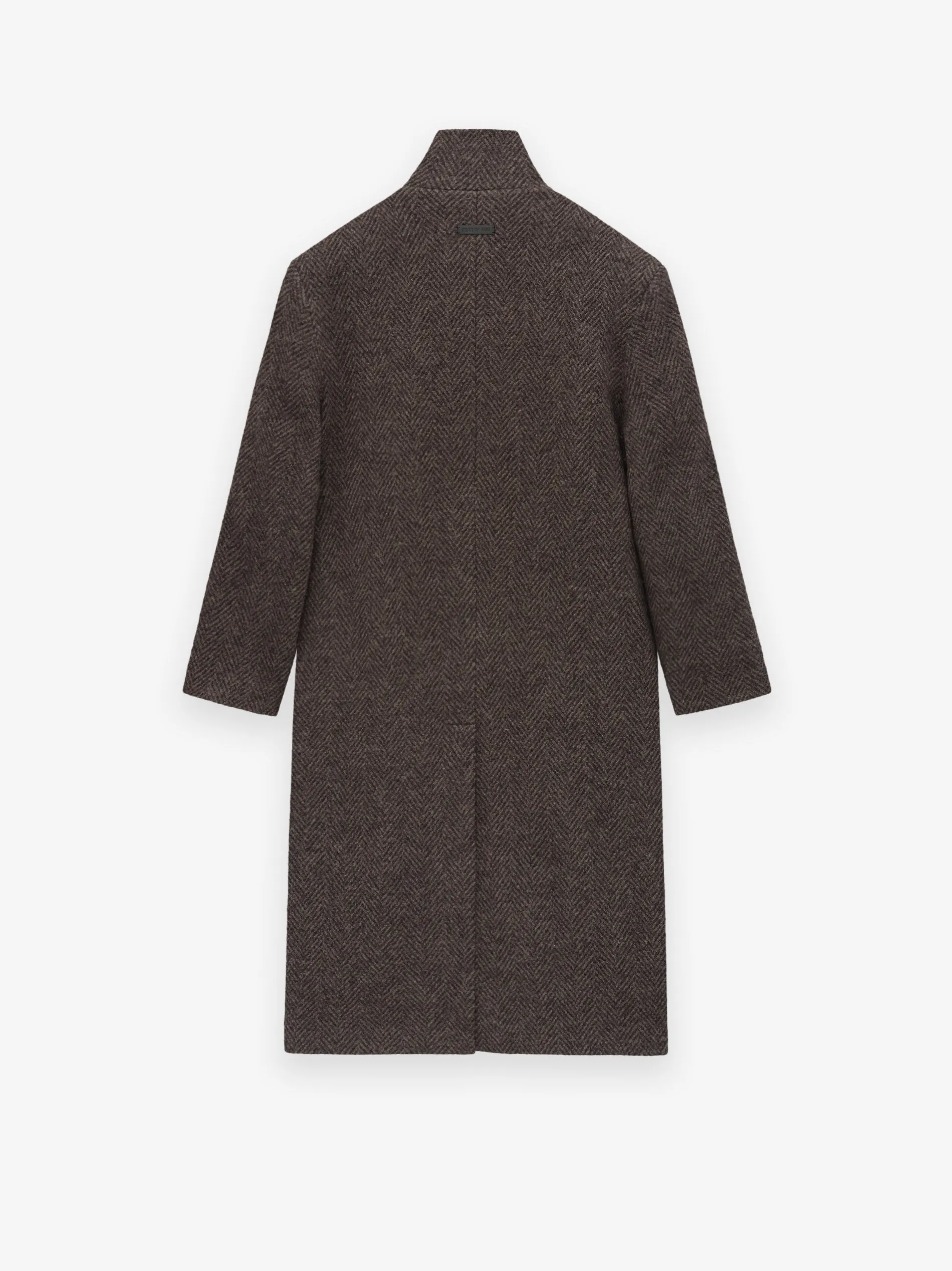 Wool Chevron Stand Collar Overcoat