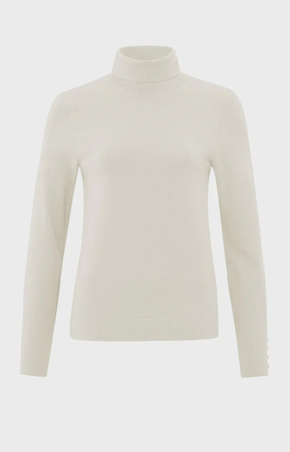 Yaya Turtleneck Jumper and Button Cuffs Chalk White