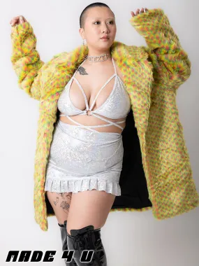 YELLOW MERMAID FAUX FUR JACKET - MID LENGTH ✰ MADE 4 U ✰