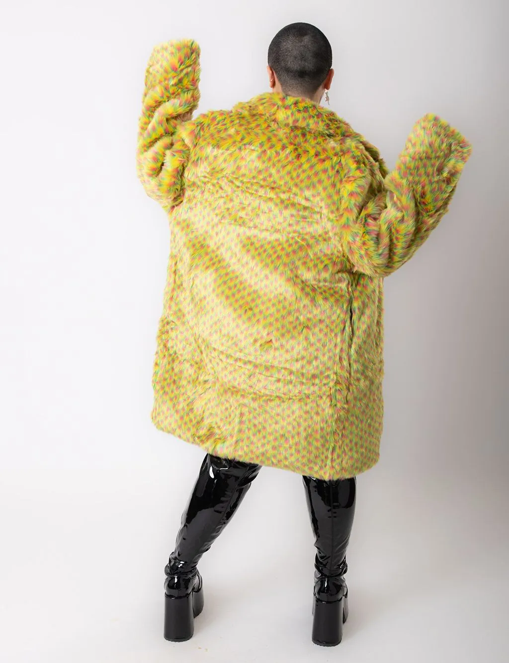 YELLOW MERMAID FAUX FUR JACKET - MID LENGTH ✰ MADE 4 U ✰